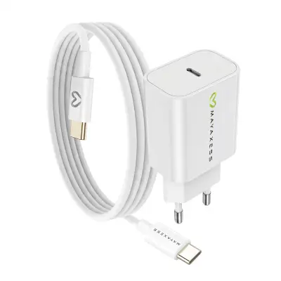 Mayaxess, Omrežni polnilnik za Galaxy S22 Plus 20W + 1m USB-C kabel, Bela