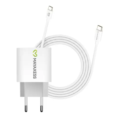 Mayaxess, Omrežni polnilnik za Galaxy S23 Ultra 20W + 1m USB-C kabel, Bela