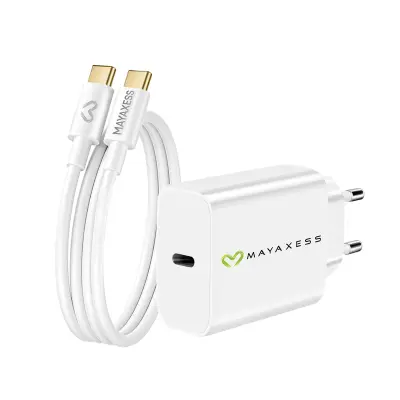 Mayaxess, Omrežni polnilnik za Galaxy A36 20W + 1m USB-C kabel, Bela