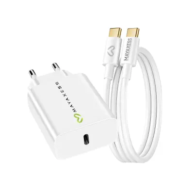 Mayaxess, Omrežni polnilnik za Galaxy A56 20W + 1m USB-C kabel, Bela