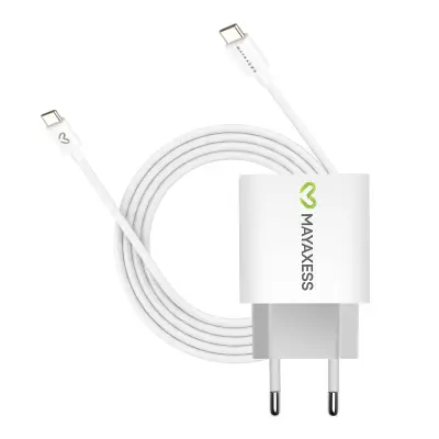Mayaxess, Omrežni polnilnik za Galaxy S23 Plus 20W + 1m USB-C kabel, Bela