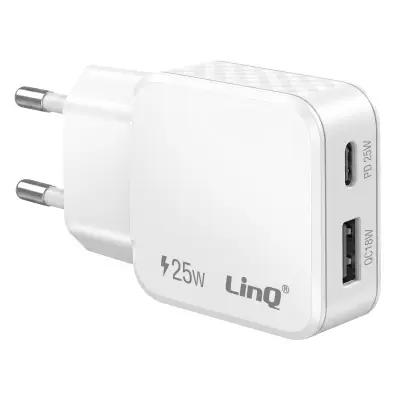LinQ, Univerzalni Polnilnik z USB-C Power Delivery in USB-A QC 3.0, Bela