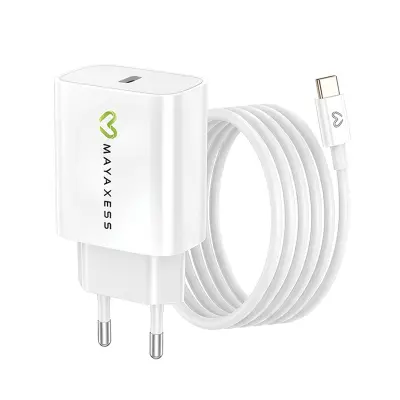 Mayaxess, Omrežni polnilnik za Fairphone 6 20W + 1m USB-C kabel, Bela