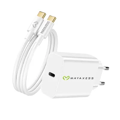 Mayaxess, Omrežni polnilnik za Galaxy A35 20W + 1m USB-C kabel, Bela