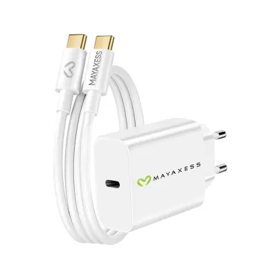 Mayaxess, Omrežni polnilnik za Reno 14 20W + 1m USB-C kabel, Bela