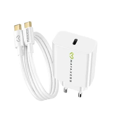 Mayaxess, Omrežni polnilnik za Galaxy A34 20W + 1m USB-C kabel, Bela