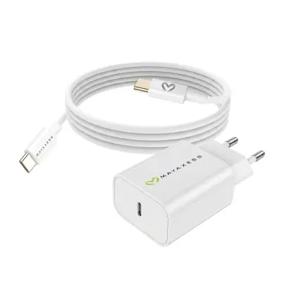 Mayaxess, Omrežni polnilnik za Galaxy S20 20W + 1m USB-C kabel, Bela