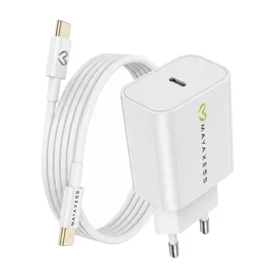 Mayaxess, Omrežni polnilnik za iPhone Air 20W + 1m USB-C kabel, Bela