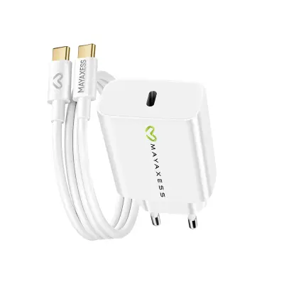 Mayaxess, Omrežni polnilnik za Galaxy A33 20W + 1m USB-C kabel, Bela