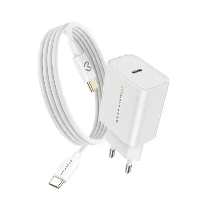 Mayaxess, Omrežni polnilnik za Galaxy Z Flip 6 20W + 1m USB-C kabel, Bela