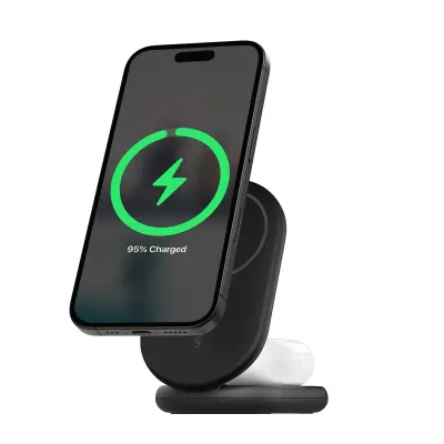 Belkin, Zložljiva 2-v-1 Qi2 MagSafe polnilna postaja 15W, Črna