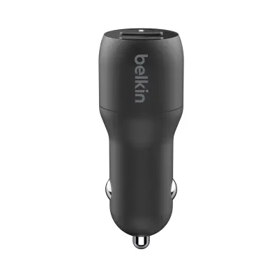 Belkin, Avto polnilnik z dvojnim USB-A 24W, univerzalen BoostCharge, kompakten, Črna