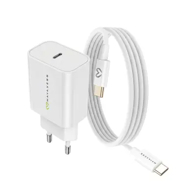 Mayaxess, Omrežni polnilnik za Xiaomi 14T 20W + 1m USB-C kabel, Bela