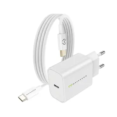 Mayaxess, Omrežni polnilnik za Galaxy Z Flip 5 20W + 1m USB-C kabel, Bela