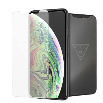Guess, Zaščita zaslona za iPhone XS Max iz kaljenega stekla 9H Serija Invisible Logo, Prozorna