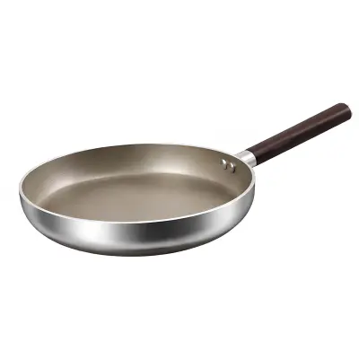 Cheffinger, Neprijemljiva indukcijska ponev 28 cm z ročajem z učinkom lesa, Srebrna
