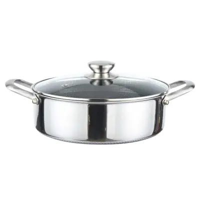 Cheffinger, Ponev 32 cm s prevleko v obliki satja, pokrovom in nerjavnimi ročaji, Srebrna