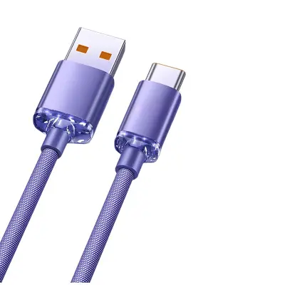 Dvojni Paket 120W Hitro Polnjenje USB Type-C Kabel s Samodejnim Izklopom Purple 1 m