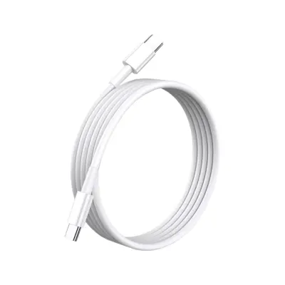 Kabel USB C na USB C za hitro polnjenje 60W in prenos podatkov, vzdržljiv in upogljiv, dolžina 1.8 m, bel