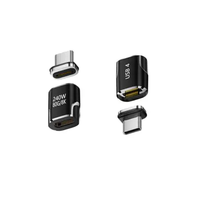 Magnetni USB-C adapter z eMarker, 240W PD, 80Gbps, 8K, USB4 Black