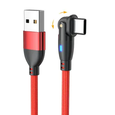 2-Pack USB na Type-C 180° vrtljiv polnilni podatkovni kabel - najlonsko pleten Red 3 m