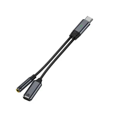 USB-C na 3,5 mm avdio adapter z 100W PD polnjenjem in vgrajenim DAC Gray