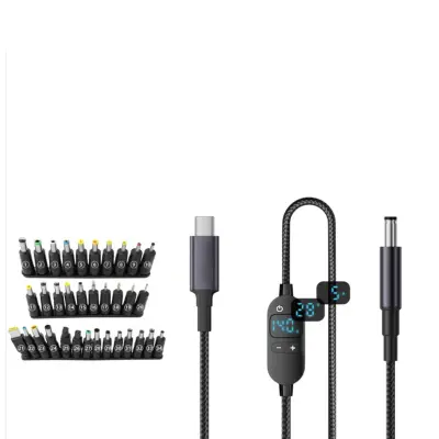 Nastavljiv Type-C na DC kabel z zaslonom PD3.1 140W in 34 nastavki
