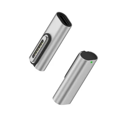 Type-C (USB-C) ženski na MagSafe 3 adapter – 140W pravokotni magnetni polnilni adapter iz aluminijeve zlitine, združljiv z MacBook