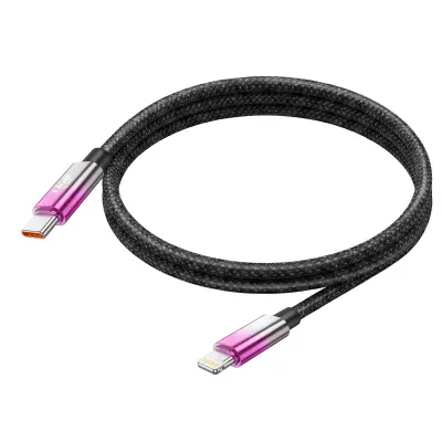 LinQ, Lightning v USB-C Kabel za Hitro Polnjenje 35W z LED Zaslonom 1.2m, Vijolična