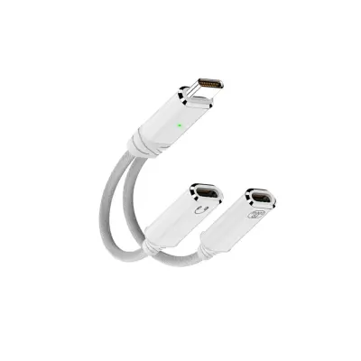 Type-C 2v1 adapter za slušalke in polnjenje, PD100W, USB2.0 White