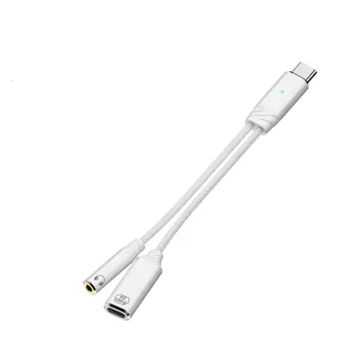 USB-C na 3,5 mm avdio adapter z 100W PD polnjenjem in vgrajenim DAC White
