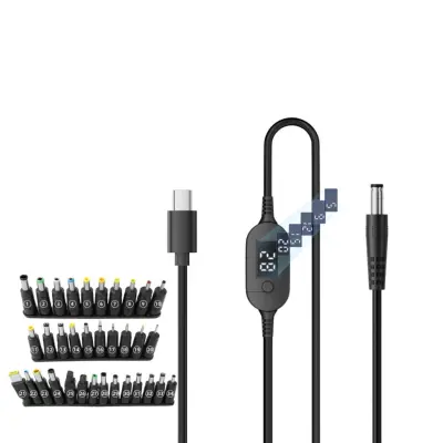 Nastavljiv USB-C na DC kabel 1m z digitalnim zaslonom, 140W