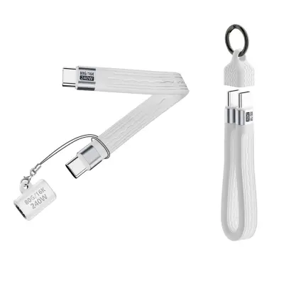 Polnilen 240W FPC ploski USB-C kabel s podaljškom, 80Gbps White