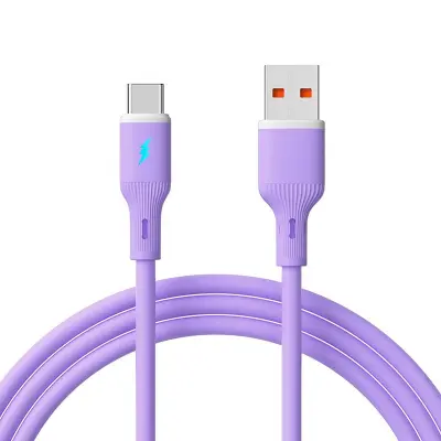 66W USB Type-C kabel za hitro polnjenje mobilnih telefonov - silikonski kabel Purple