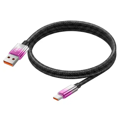 LinQ, USB-C v USB Kabel za Hitro Polnjenje 48W z LED Zaslonom 1.2m, Vijolična