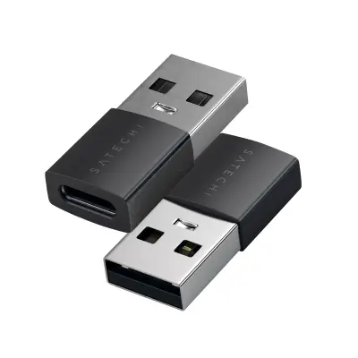Satechi, Paket 2 adapterjev USB-A na USB-C USB 3.0 10 Gbps, alu ohišje, Črna / Srebrna