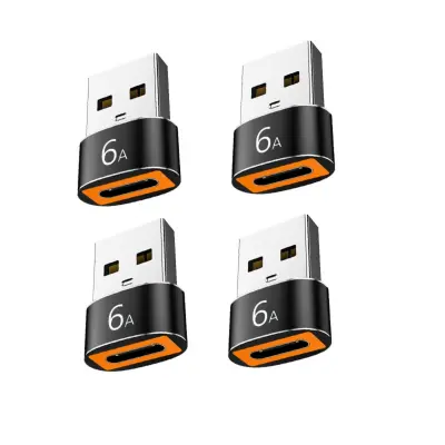 USB-C v USB-A adapter, komplet 4, aluminij črna, PD 6A hitro polnjenje