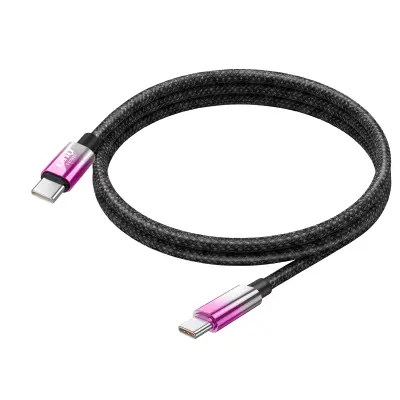 LinQ, USB-C v USB-C Kabel za Hitro Polnjenje 80W z LED Zaslonom 1.2m, Vijolična