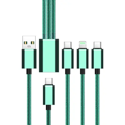 Snemljiv 3-v-1 polnilni kabel - ZL-LHJ38 - Teal/