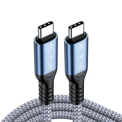 USB5 Type-C kabel — 80Gbp, 240W 5A polnjenje in DP2.1 video Gray 0,5 m