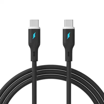 66W USB-C na USB-C kabel za hitro polnjenje - silikon, 100 cm Black