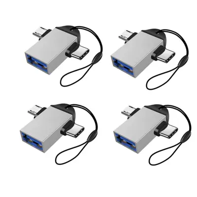 2-v-1 OTG adapter 4-pack — USB-C in Micro USB na USB 3.0 za Android Silver