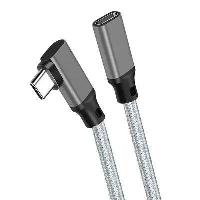 Pleteni podaljševalni kabel tipa C s komolecnim priključkom - (10 Gbps + 4K + 100 W) Black 1 m
