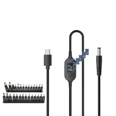Digitalni USB-C na DC kabel 1m z nastavljivo napetostjo 5–28V, 140W