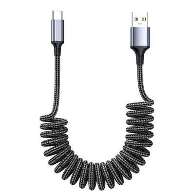 Vzmetni samonavijajoči USB-A v USB-C kabel, hitro polnjenje, CarPlay  1,5 M