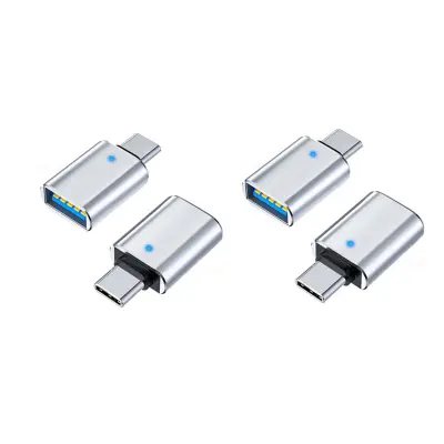 USB-C OTG adapter z LED, komplet 4, USB 3.0 aluminij 5Gbps Silver
