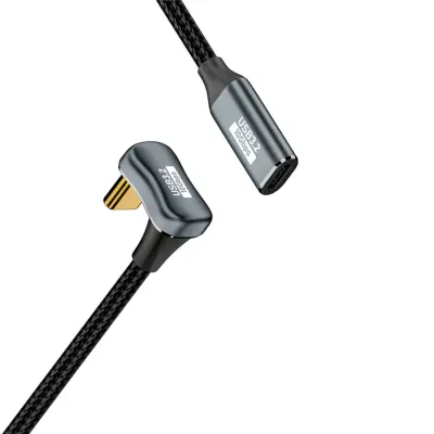 U-oblika USB-C kabel (ženski–moški), 10Gbps, PD 100W, 4K@60Hz, siva  1 m