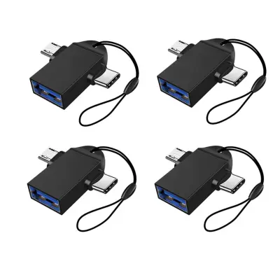 2-v-1 OTG adapter 4-pack — USB-C in Micro USB na USB 3.0 za Android Black