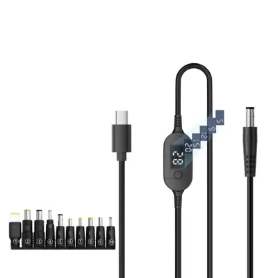 Prilagodljiv Type-C na DC kabel 1 m z digitalnim prikazom napetosti