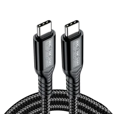 USB5 Type-C kabel — 80Gbp, 240W 5A polnjenje in DP2.1 video Black 0,5 m